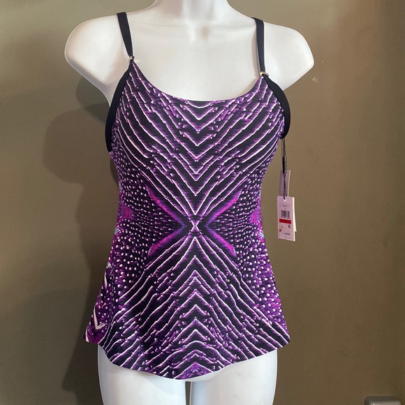Calvin Klein Swim Calvin Klein Black Purple Tankini Top Xs New